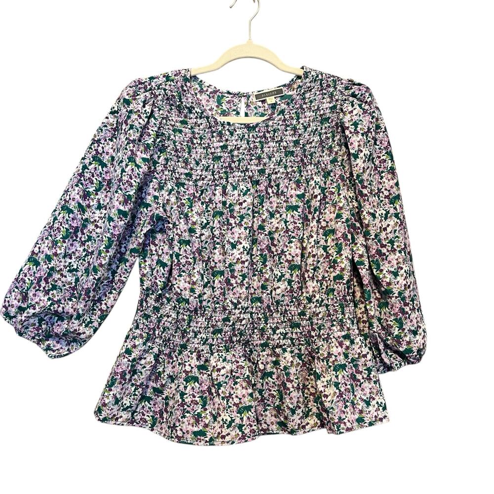 Pleione Blouse NWT Women’s Medium Smocked Floral Puff Sleeve Boho CottageCore